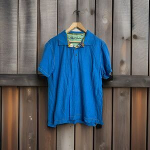 Robert Graham Polo Shirt Short Sleeve Blue Art Colorful Pattern Mens Size Large